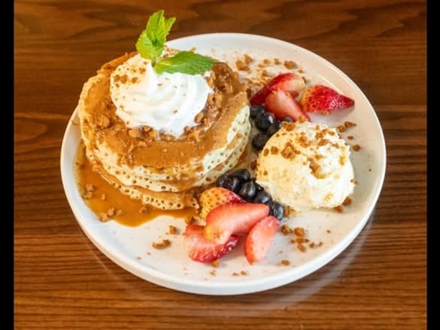 M&M Buttermilk Pancakes.